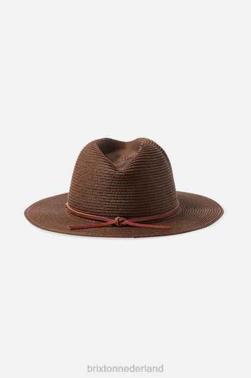 accessoires donkere aarde Brixton 0ZD0J200 Heren wesley opvouwbare gleufhoed van stro
