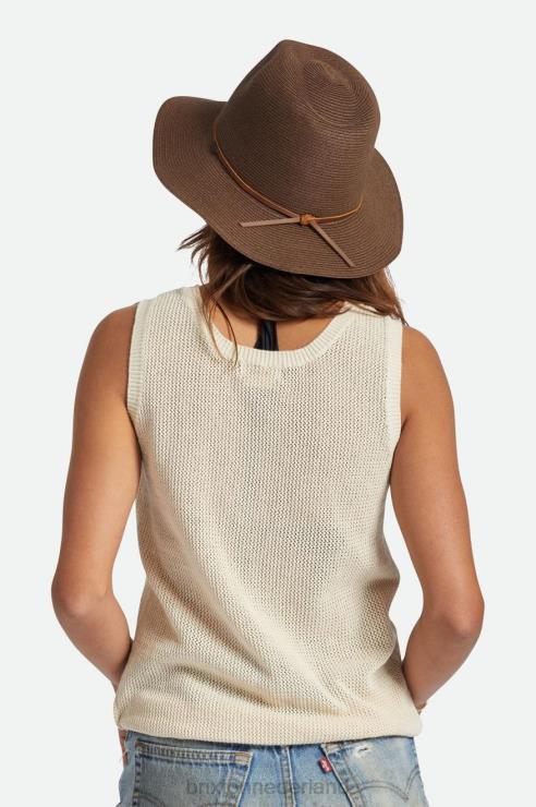 accessoires donkere aarde Brixton 0ZD0J200 Heren wesley opvouwbare gleufhoed van stro