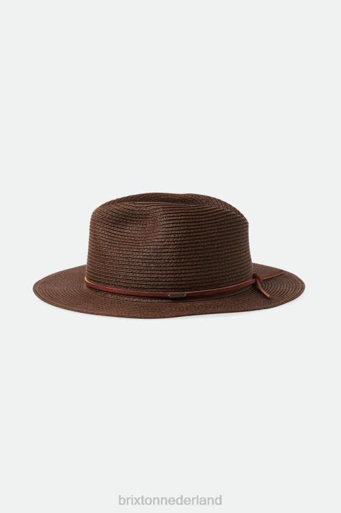 accessoires donkere aarde Brixton 0ZD0J200 Heren wesley opvouwbare gleufhoed van stro