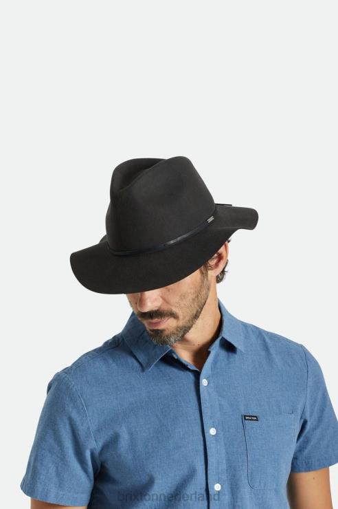 accessoires gewassen zwart Brixton 0ZD0J234 Heren wesley opvouwbare fedora