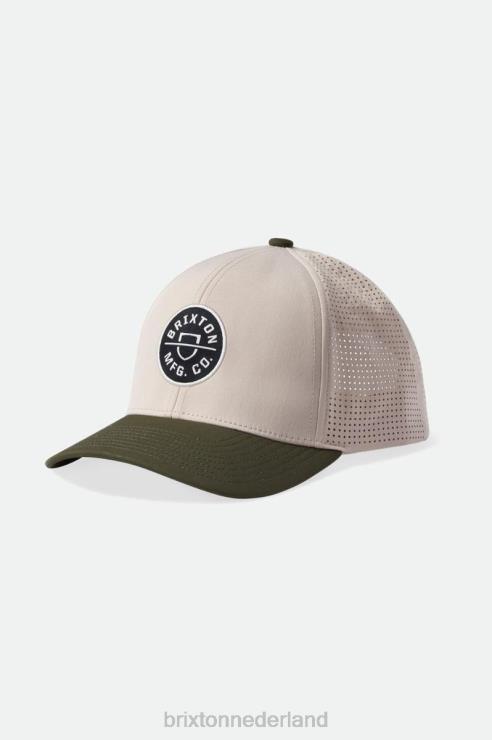 accessoires overschot witkop/olijf Brixton 0ZD0J273 Heren crest netplus mp snapback