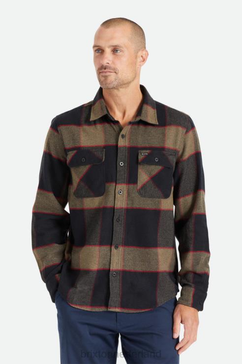 kleding grijs gespikkeld/antraciet Brixton 0ZD0J19 Heren bowery l/s flanel