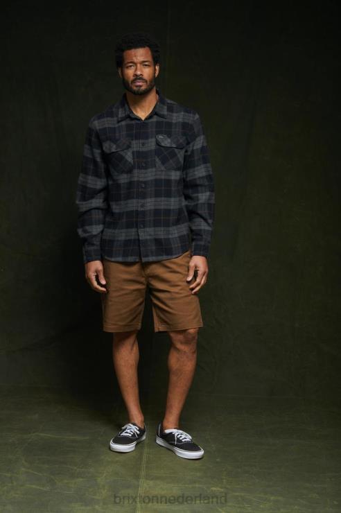 kleding zwart/houtskool Brixton 0ZD0J20 Heren bowery l/s flanel