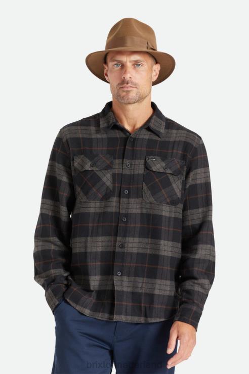 kleding zwart/houtskool Brixton 0ZD0J20 Heren bowery l/s flanel