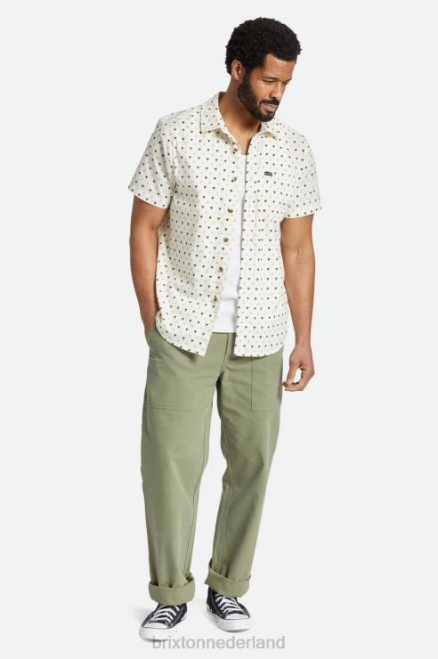 kleding gebroken wit/stro/donkere aarde Brixton 0ZD0J8 Heren charter print s/s geweven