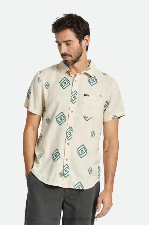 kleding witkop/spar Brixton 0ZD0J1 Heren charter slub RVS geweven