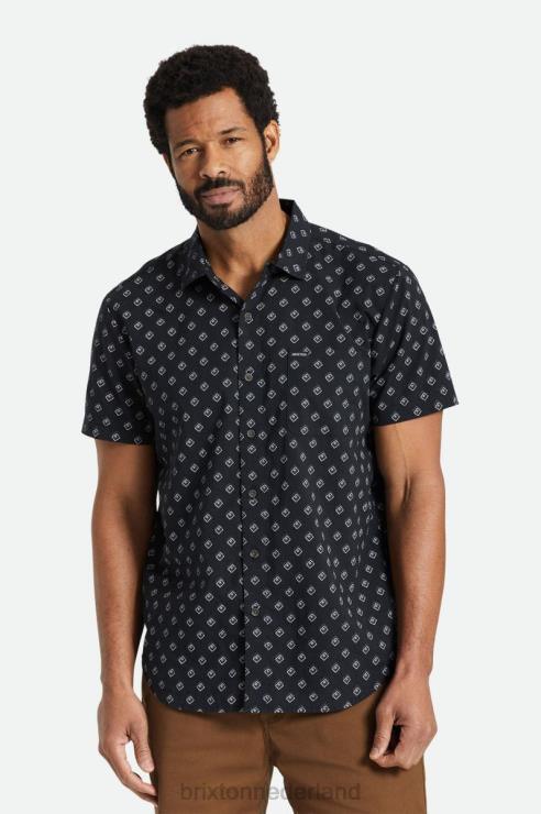 kleding zwart/gebroken wit geo Brixton 0ZD0J22 Heren charter print s/s geweven