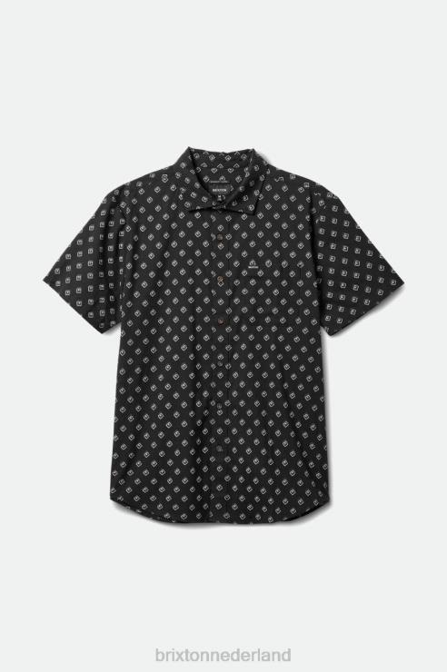 kleding zwart/gebroken wit geo Brixton 0ZD0J22 Heren charter print s/s geweven