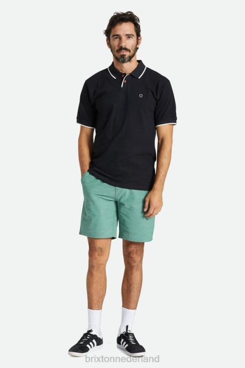 kleding gewassen zwart/gebroken wit Brixton 0ZD0J119 Heren juiste slub s/s polo