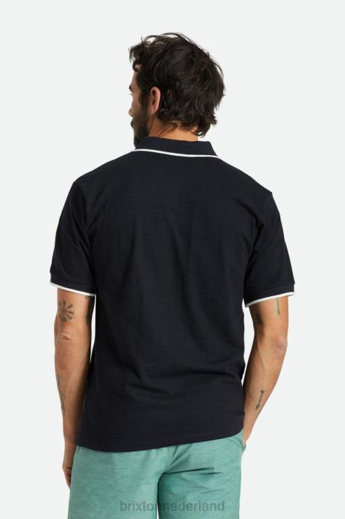 kleding gewassen zwart/gebroken wit Brixton 0ZD0J119 Heren juiste slub s/s polo
