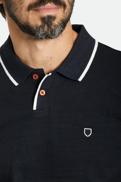 kleding gewassen zwart/gebroken wit Brixton 0ZD0J119 Heren juiste slub s/s polo