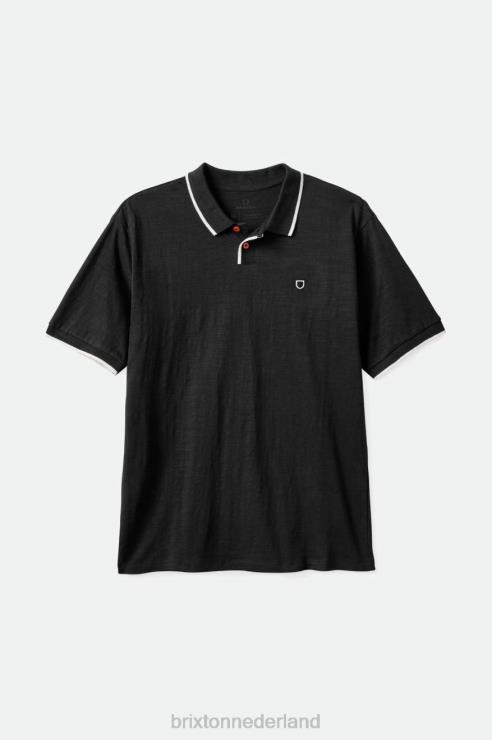 kleding gewassen zwart/gebroken wit Brixton 0ZD0J119 Heren juiste slub s/s polo