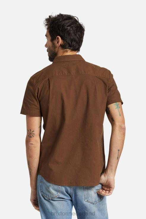 kleding donkere aarde Brixton 0ZD0J11 Heren charter getextureerd geweven s / s overhemd