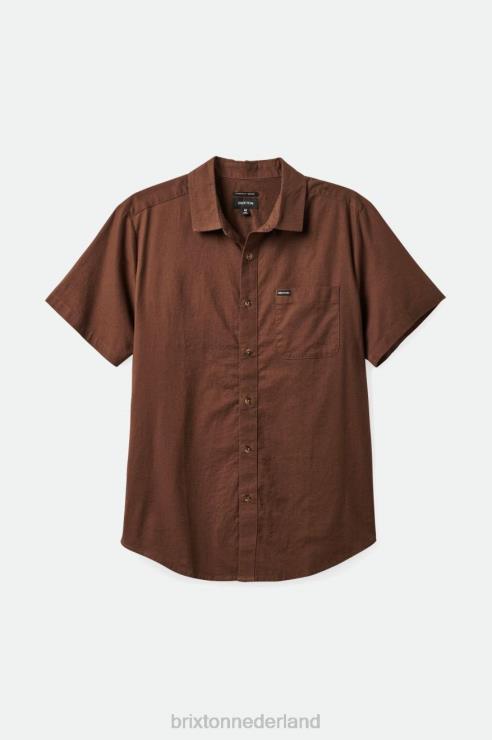 kleding donkere aarde Brixton 0ZD0J11 Heren charter getextureerd geweven s / s overhemd