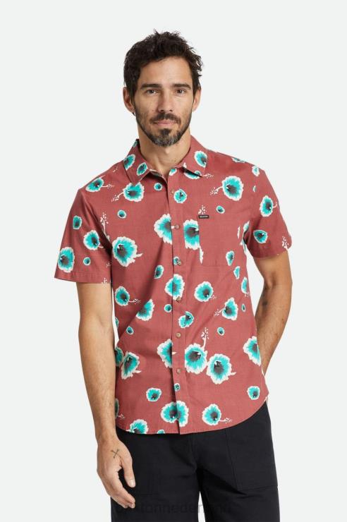 kleding stoffige ceder/gebroken wit/jade Brixton 0ZD0J9 Heren charter print s/s overhemd