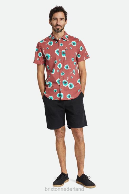 kleding stoffige ceder/gebroken wit/jade Brixton 0ZD0J9 Heren charter print s/s overhemd