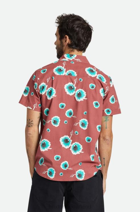 kleding stoffige ceder/gebroken wit/jade Brixton 0ZD0J9 Heren charter print s/s overhemd