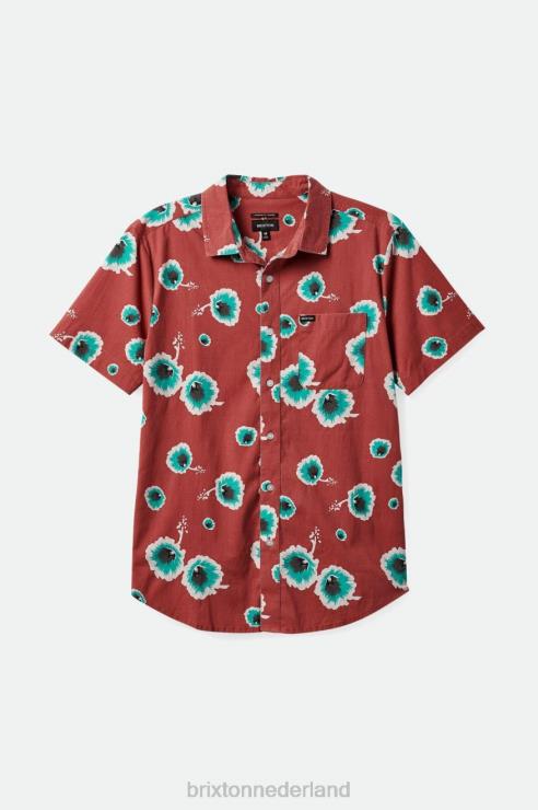 kleding stoffige ceder/gebroken wit/jade Brixton 0ZD0J9 Heren charter print s/s overhemd