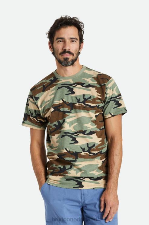 kleding camouflage vintage wassing Brixton 0ZD0J98 Heren vintage reserve RVS T-shirt
