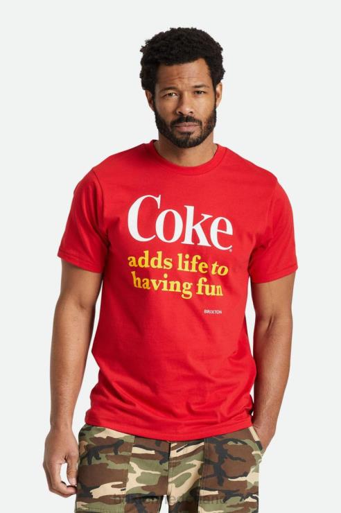 kleding cola rood Brixton 0ZD0J75 Heren coca-cola plezier s/s op maat gemaakt t-shirt