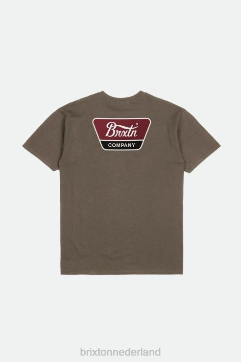 kleding donkere aarde/eilandbes/zwart Brixton 0ZD0J61 Heren linwood s/s standaard T-stuk