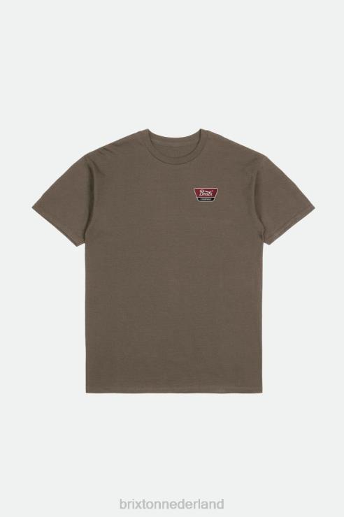 kleding donkere aarde/eilandbes/zwart Brixton 0ZD0J61 Heren linwood s/s standaard T-stuk