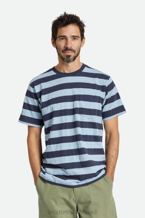 kleding gewassen marine/stoffig blauw Brixton 0ZD0J70 Heren gevest slub s/s pocket tee