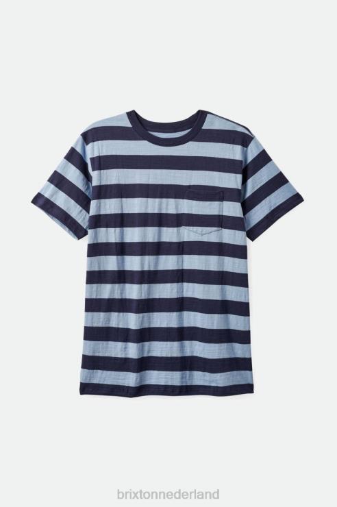 kleding gewassen marine/stoffig blauw Brixton 0ZD0J70 Heren gevest slub s/s pocket tee