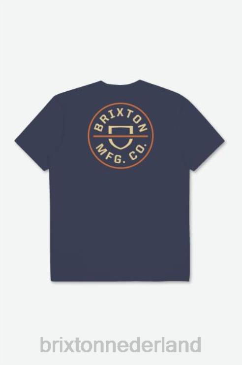 kleding gewassen marine/stro/paradijs oranje Brixton 0ZD0J54 Heren crest ii RVS standaard T-stuk