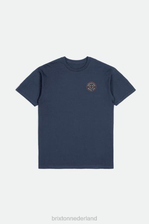 kleding gewassen marine/stro/paradijs oranje Brixton 0ZD0J54 Heren crest ii RVS standaard T-stuk