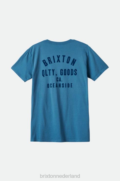 kleding koele blauwe kledingverf Brixton 0ZD0J40 Heren woodburn oceanside s/s standaard T-shirt