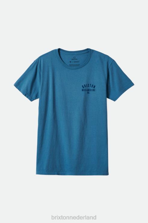 kleding koele blauwe kledingverf Brixton 0ZD0J40 Heren woodburn oceanside s/s standaard T-shirt