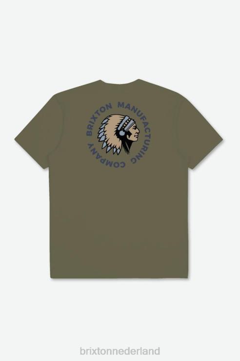 kleding olijfoverschot / stoffige blauwe kledingverf Brixton 0ZD0J81 Heren rivaliserende stempel s/s standaard tee