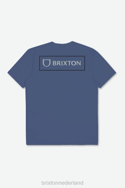 kleding pacific blauw/mineraalgrijs/zwart Brixton 0ZD0J73 Heren alpha block s/s op maat gemaakt T-shirt