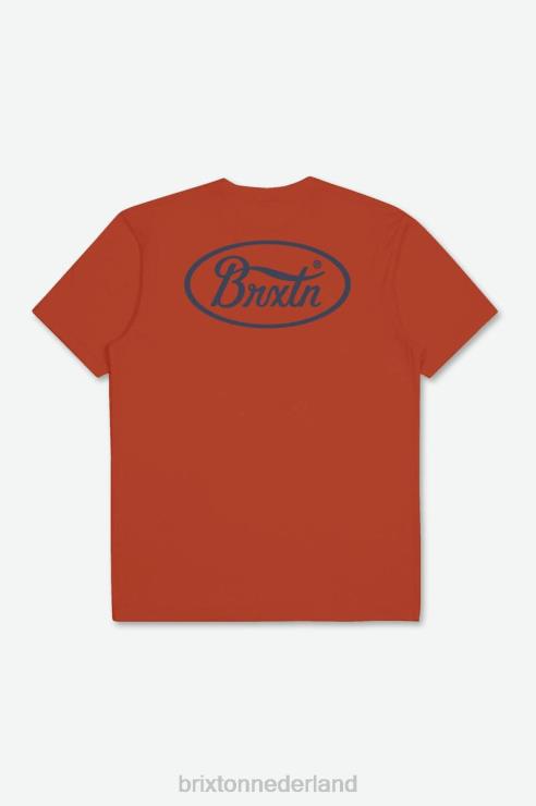 kleding verbrand rood/gewassen marine Brixton 0ZD0J44 Heren parsons RVS maat T-shirt