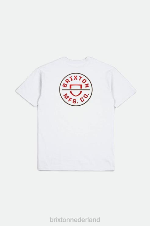 kleding wit/aloha rood/donkere aarde Brixton 0ZD0J57 Heren crest ii RVS standaard T-stuk