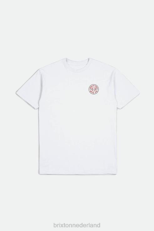 kleding wit/aloha rood/donkere aarde Brixton 0ZD0J57 Heren crest ii RVS standaard T-stuk