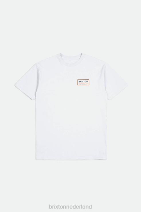 kleding wit/washed marine/paradijs oranje Brixton 0ZD0J88 Heren palmer correct s/s standaard T-stuk