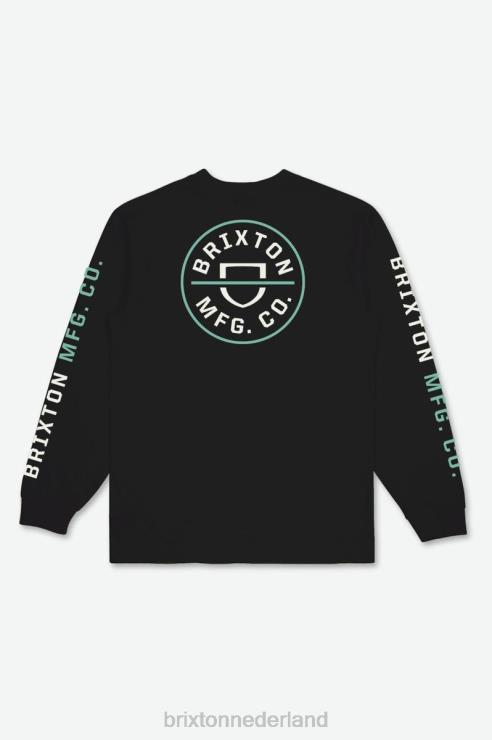 kleding zwart/gebroken wit/jade Brixton 0ZD0J84 Heren top l/s tee