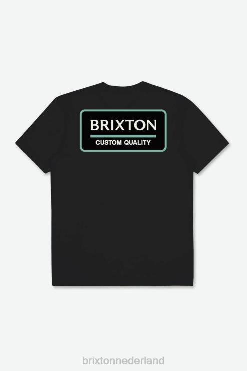 kleding zwart/jade/gebroken wit Brixton 0ZD0J90 Heren palmer correct s/s standaard T-stuk
