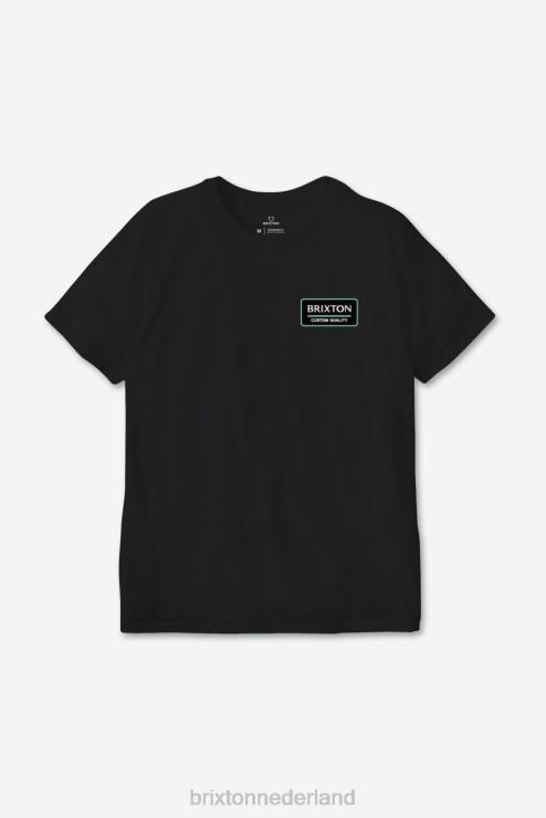 kleding zwart/jade/gebroken wit Brixton 0ZD0J90 Heren palmer correct s/s standaard T-stuk