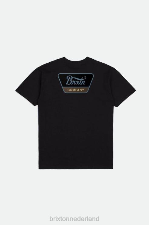 kleding zwart/stoffig blauw/donkere aarde Brixton 0ZD0J62 Heren linwood s/s standaard T-stuk