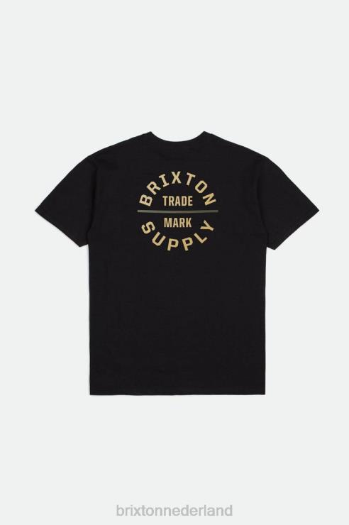 kleding zwart/stro/olijf overschot Brixton 0ZD0J29 Heren eed versus s/s standaard tee