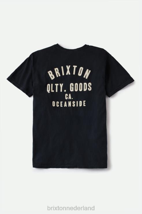 kleding zwart/witte kledingverf Brixton 0ZD0J109 Heren woodburn oceanside s/s standaard T-shirt