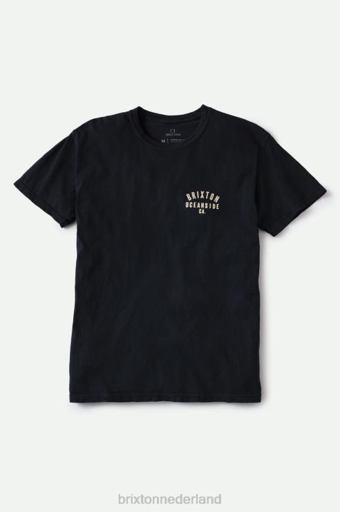 kleding zwart/witte kledingverf Brixton 0ZD0J109 Heren woodburn oceanside s/s standaard T-shirt