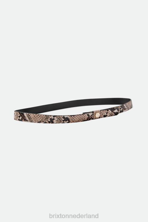 accessoires bruin wit Brixton 0ZD0J349 uniseks verstelbare hoedenband van slangenleer