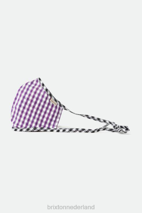 accessoires paarse gingham Brixton 0ZD0J406 uniseks lichtgewicht antimicrobieel gezichtsmasker