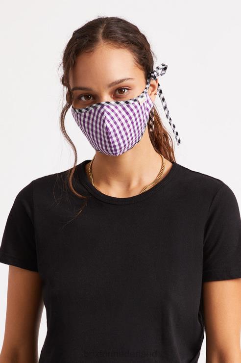 accessoires paarse gingham Brixton 0ZD0J406 uniseks lichtgewicht antimicrobieel gezichtsmasker