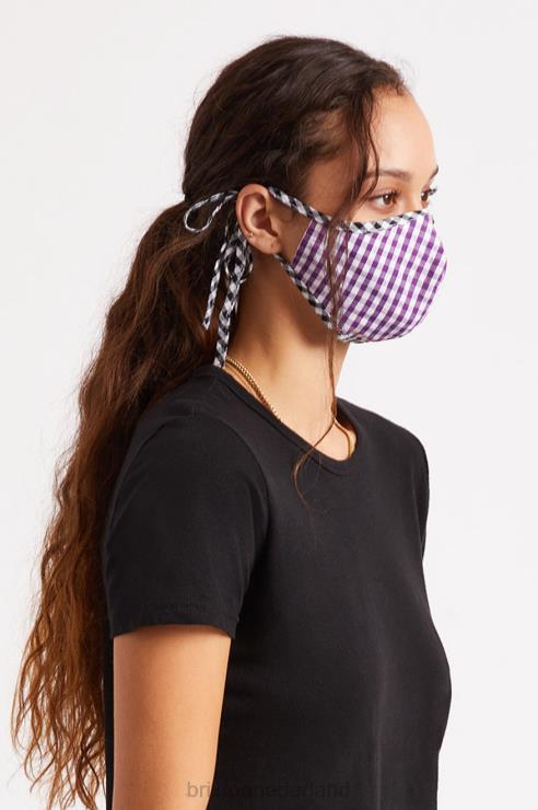 accessoires paarse gingham Brixton 0ZD0J406 uniseks lichtgewicht antimicrobieel gezichtsmasker