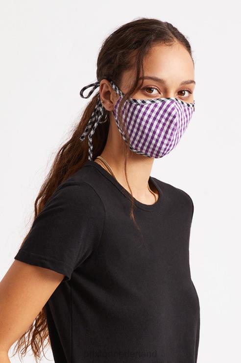accessoires paarse gingham Brixton 0ZD0J406 uniseks lichtgewicht antimicrobieel gezichtsmasker
